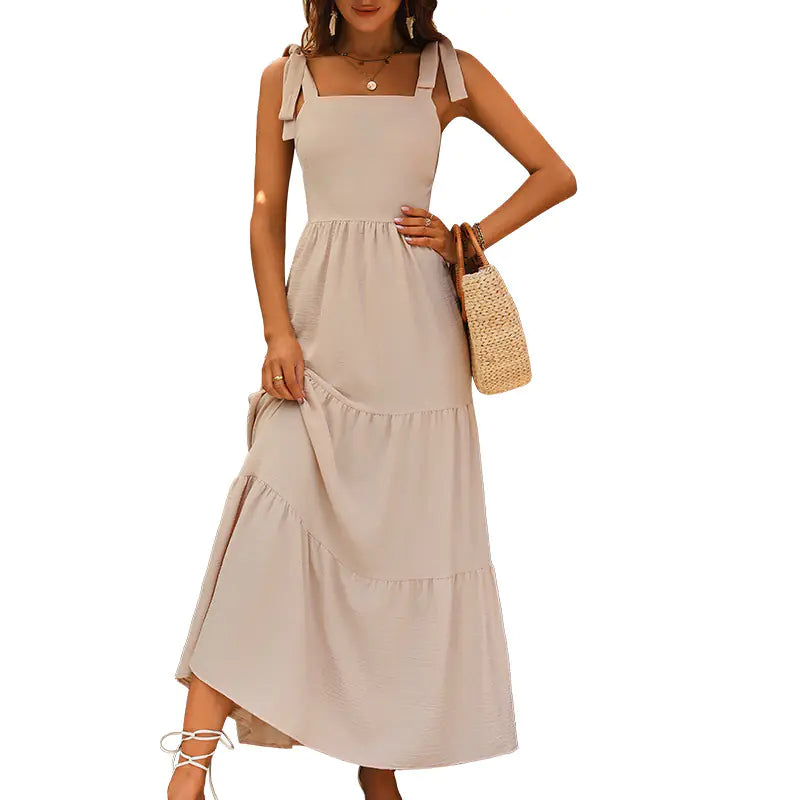 Summer New Backless Solid Dress