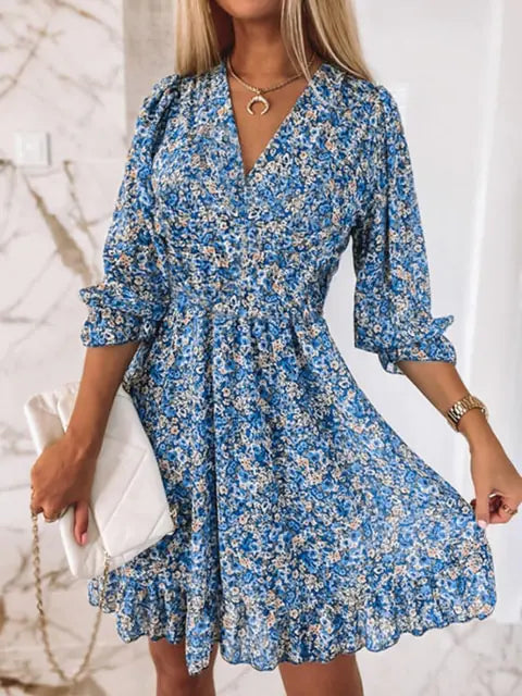 Bohemian Floral Print Midi Dress for Effortless Style