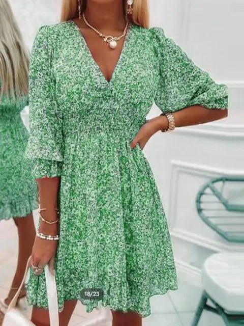 Bohemian Floral Print Midi Dress for Effortless Style