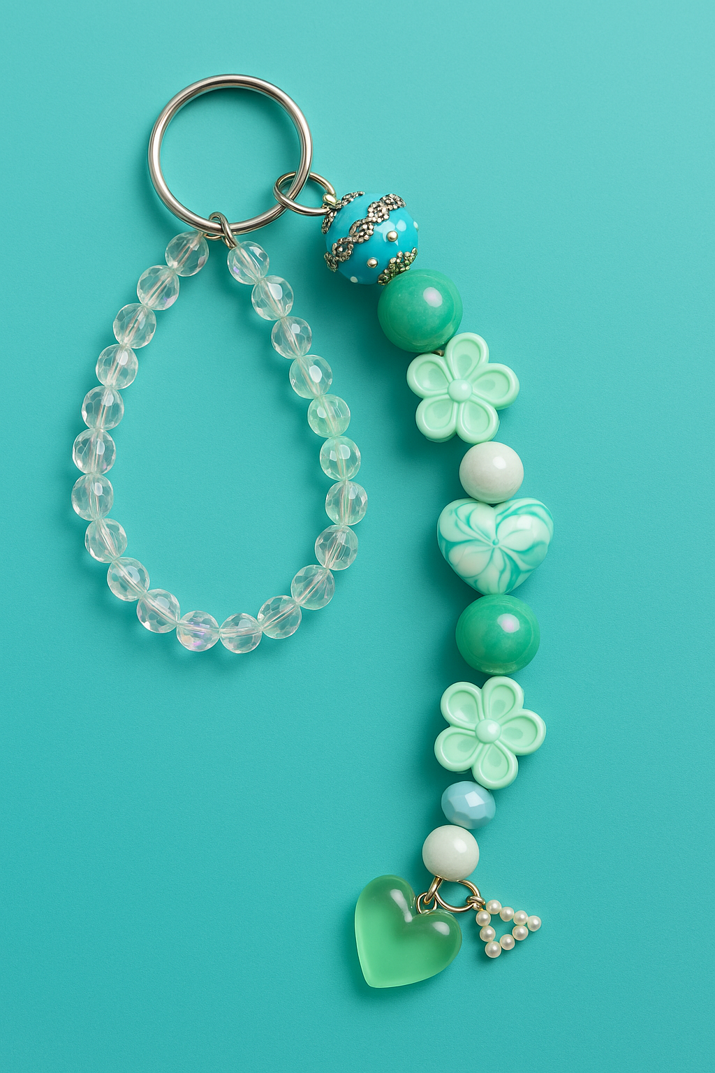 Teal Flowery KeyChain