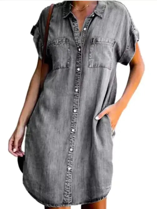 Cute Short Sleeve Denim Dress