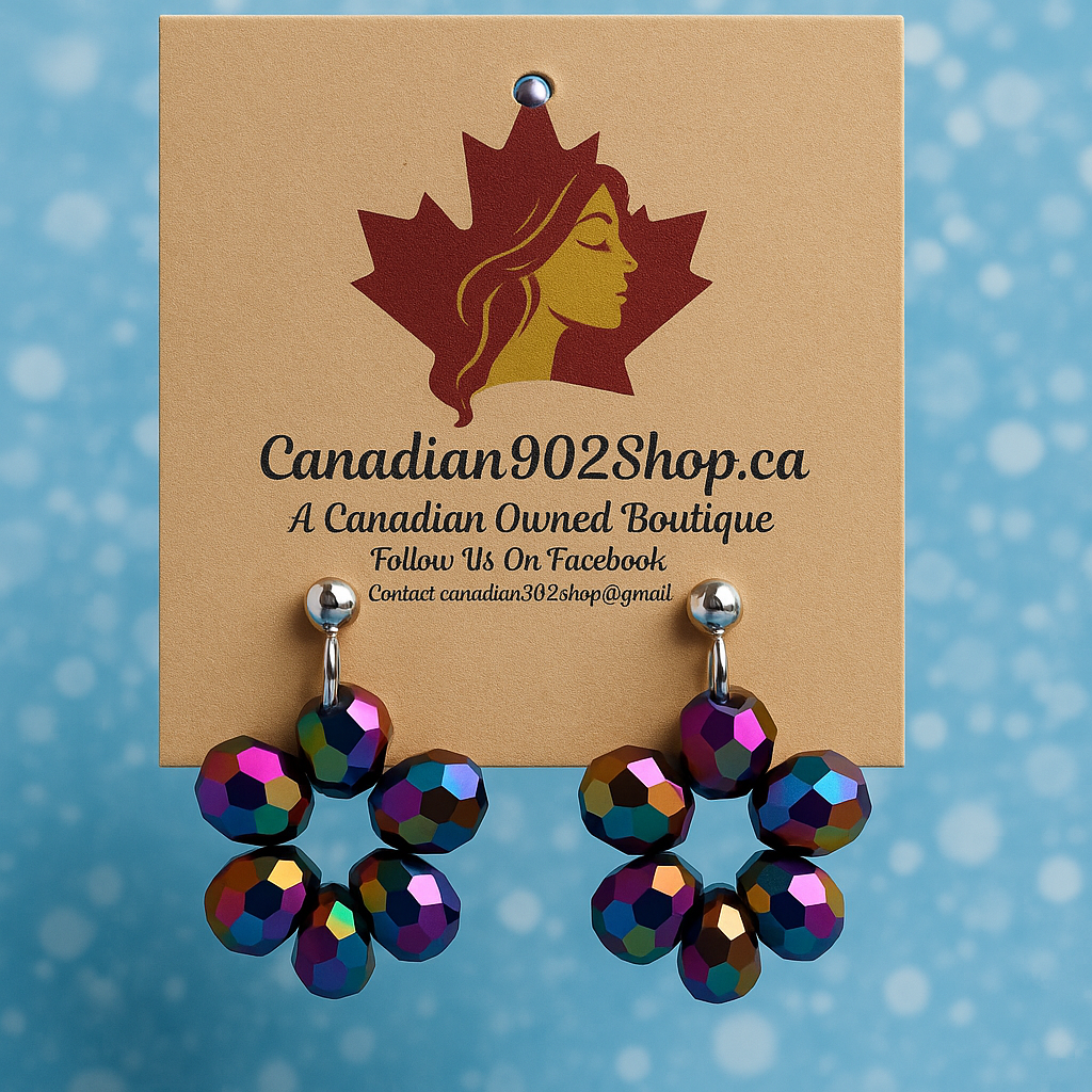 Metal Look Duo Chrome Beaded Earrings