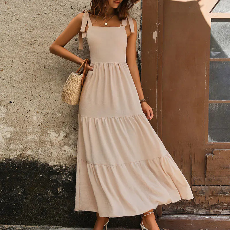 Summer New Backless Solid Dress