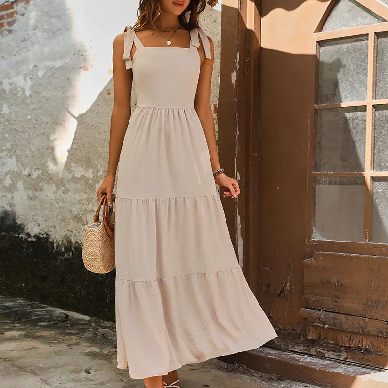 Summer New Backless Solid Dress