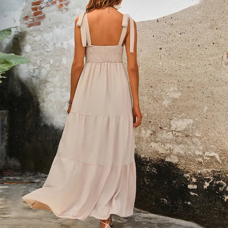 Summer New Backless Solid Dress
