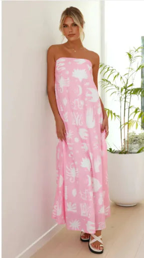 Women's Printed Tube Top  Dress