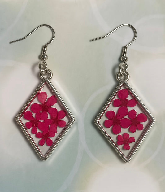 Diamond Real Flower Earrings