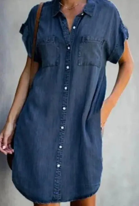 Cute Short Sleeve Denim Dress