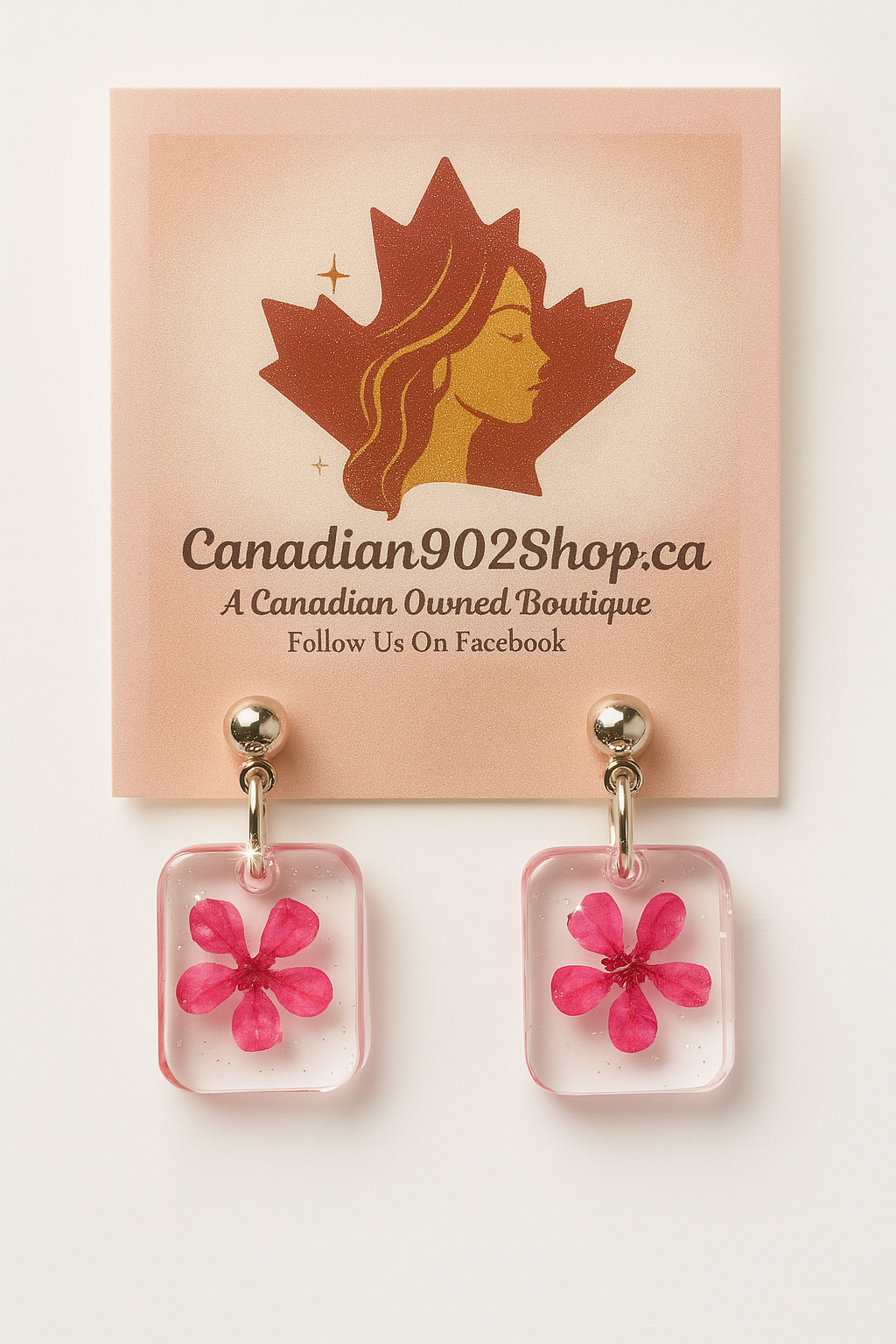 Pink Real Flower earrings