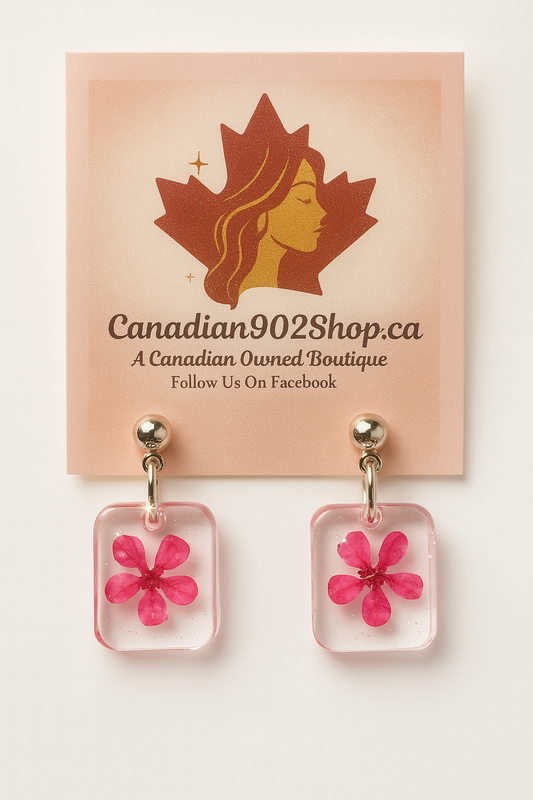 Pink Real Flower earrings