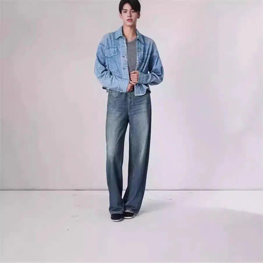 Retro Mid - waist Women's Jeans Loose Wide - leg Plus Size Straight - leg Pants - Canadian902Shop