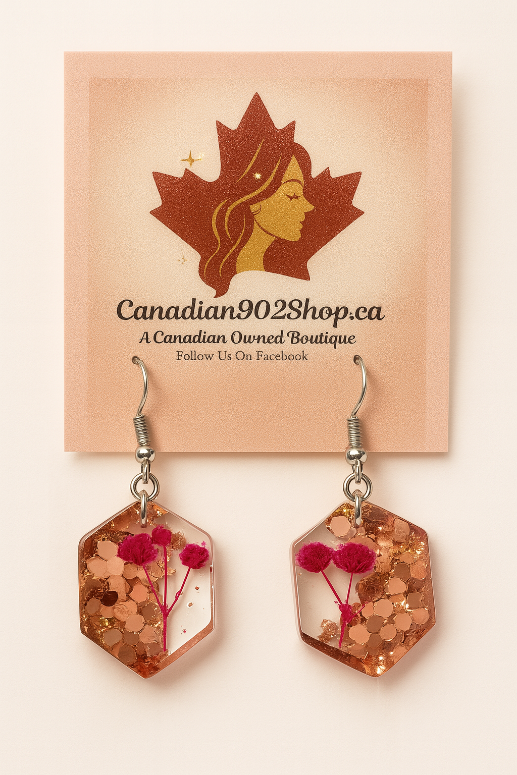 Shimmering Pink Real Flower Earrings