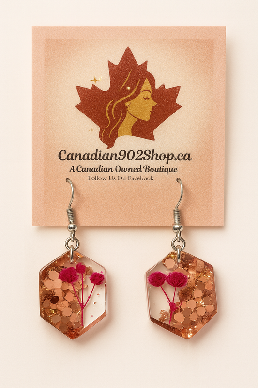 Shimmering Pink Real Flower Earrings
