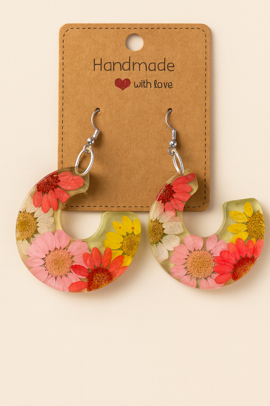 Multi Colored Real Daisy Earrings