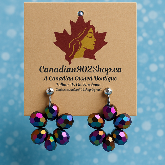 Metal Look Duo Chrome Beaded Earrings