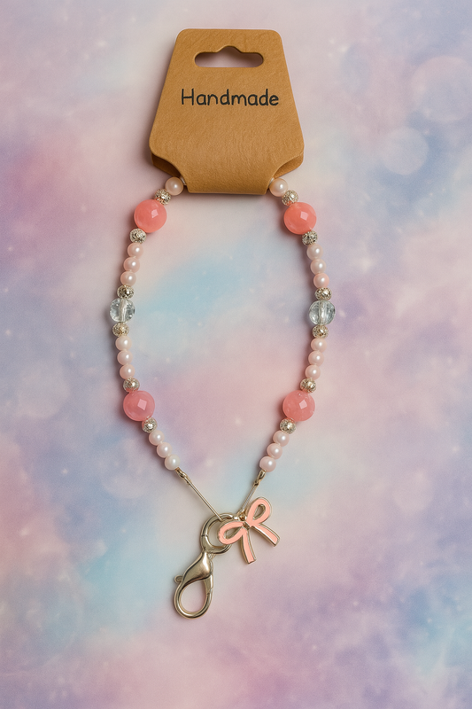 Pink and white Phone Charm