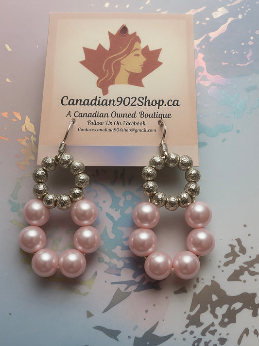 Pink & Silver Beaded Earrings