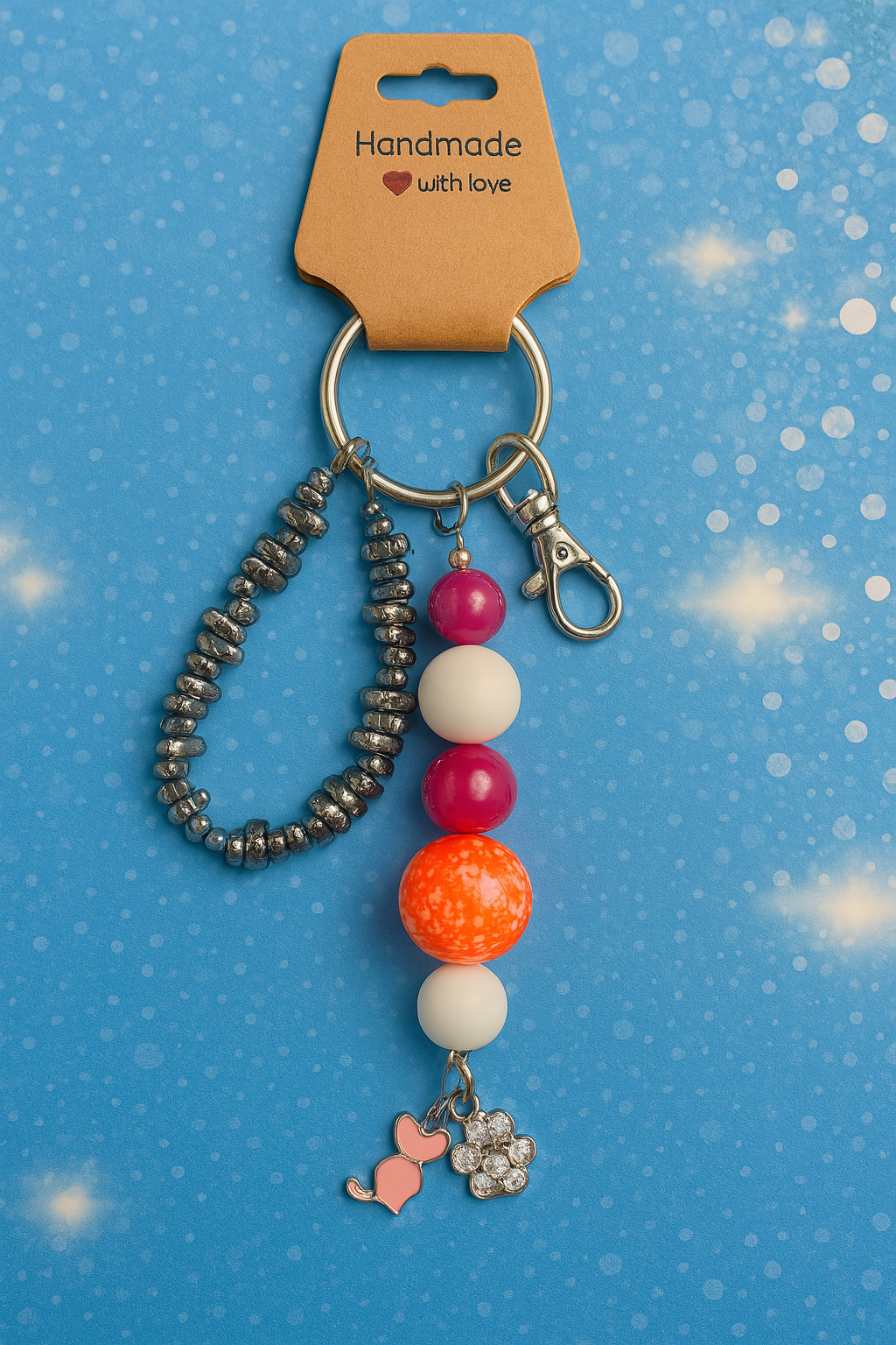 Pink Orange and White KeyChain