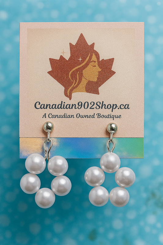 White Pearl Beaded Earrings