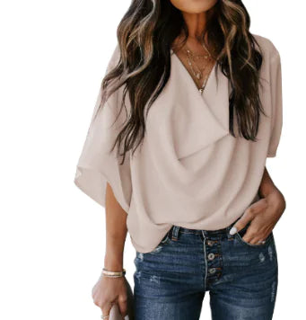 Lola Women's Casual V-Neck Chiffon Top Single Piece