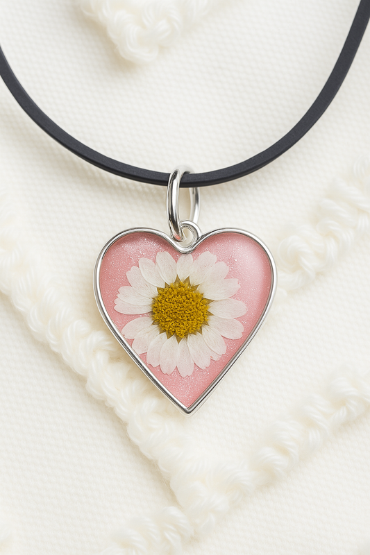 Real Daisy Necklace with Suede Cord