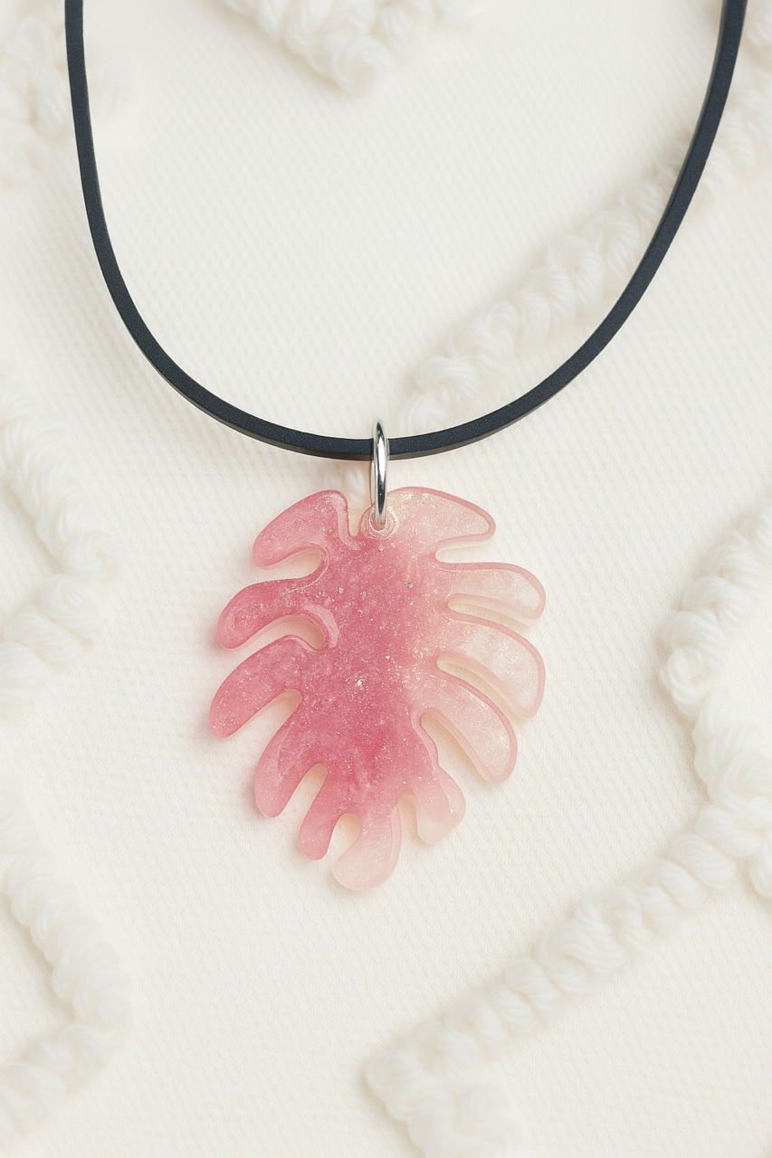 Faded Pink Necklace with Rose Quartz and Chrystal Quartz Semi Precious Stone Imbedded Inside Pendant
