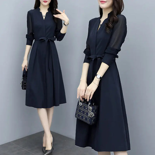 Elegant V-Neck Chiffon Dress