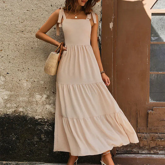 Summer New Backless Solid Dress