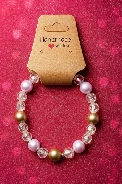 Pink & Gold Stretchy Bracelet