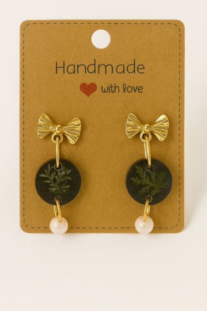 Sophisticated Real Fern Bow Earrings