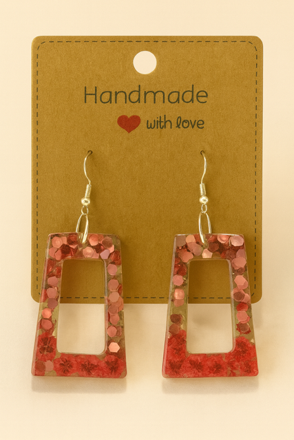 Gorgeous Sparkly Real Pink Flower Earrings