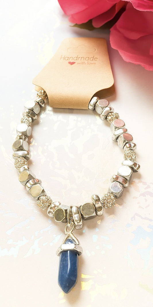Silver Bracelett with Blue Stone Charm