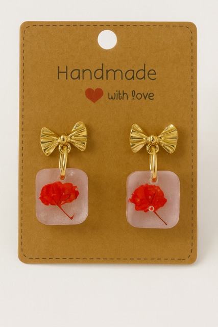 Cute Real Flower Bow Earrings