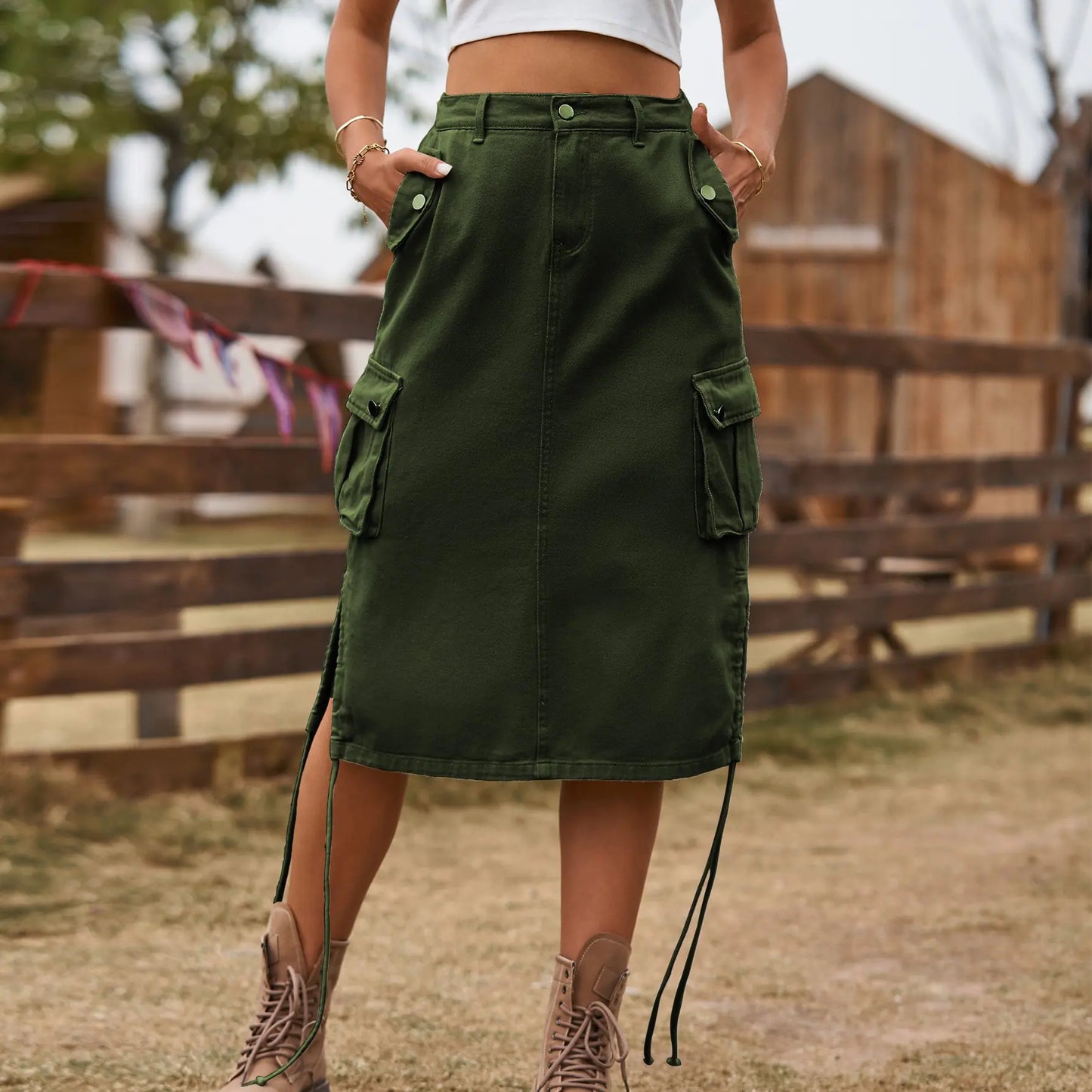 Casual Women's New Lace-up Denim Skirt