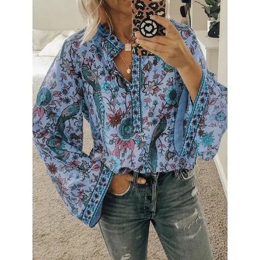 Printed Loose Blouse Tops - Canadian902Shop
